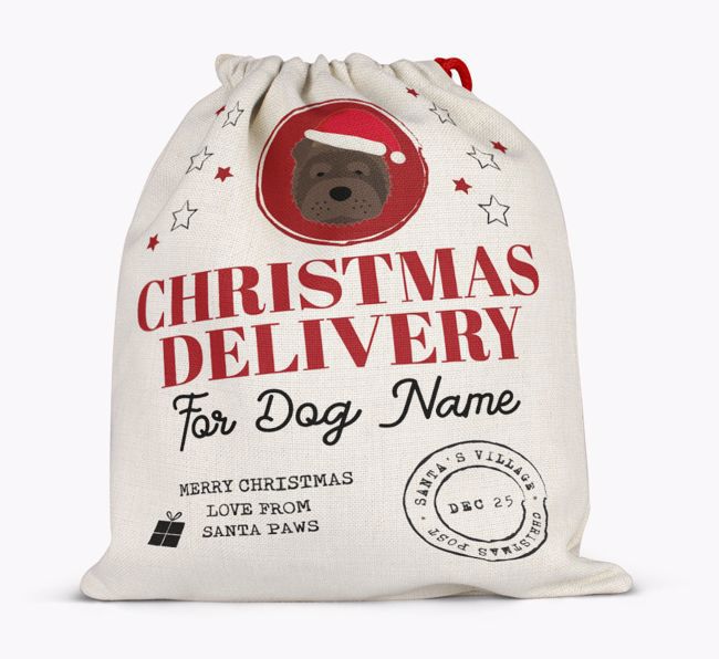 Personalised 'Christmas Delivery for {dogsName}' Santa Sack